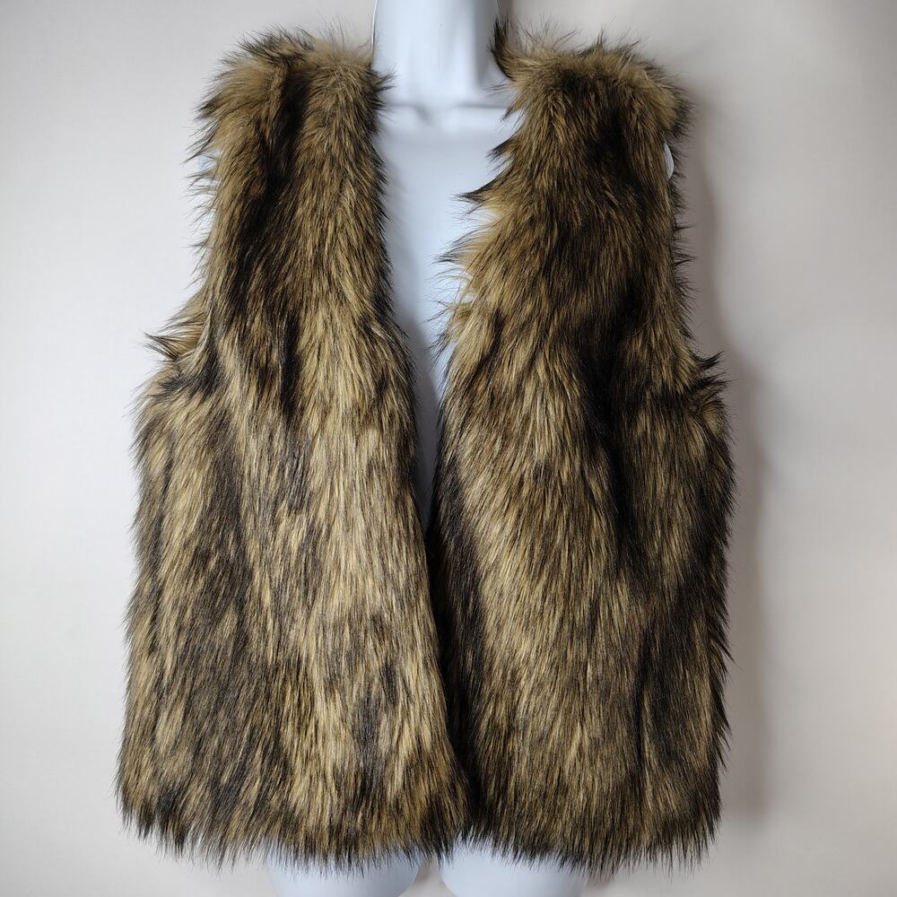 Divided by H&M Fauxβ Fur Vest Women's Medium Brown Black Festival Chic Night Out